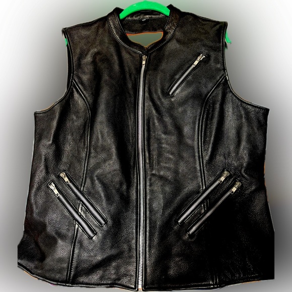 First Classics XXL Pebbled Leather Moto Vest - Picture 1 of 7